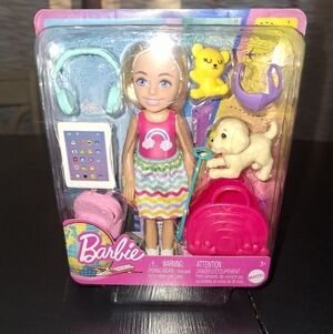 Barbie Doll with Pink and Blue Accessories